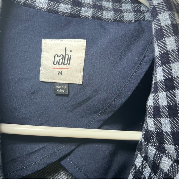 CABI | checkup blazer navy white plaid gold buttons unlined sz MEDIUM - Picture 6 of 13